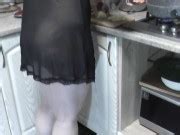 Naked Kitchen Milf Dubarry Cooks In Transparent Peignoir No Panties Shows Boobs Nipples Pussy
