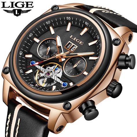 Lige Men Watches Retro Automatic Mechanical Watch Male Fashion Sport