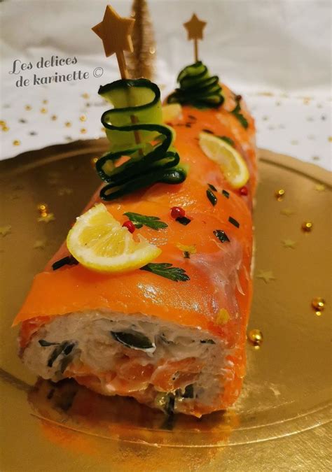 Bûche de Noël salée légère aux 2 saumons Les delices de Karinette