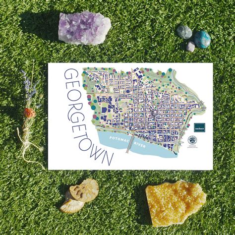 Georgetown Dc Neighborhood Map Art Print Burleith Washington Etsy In