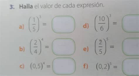 Solved 3 Halla el valor de cada expresión a 1 5 3 d 10 6