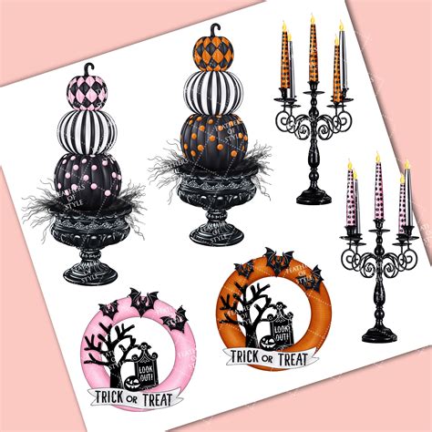 Halloween Scene Halloween Clipart Halloween Illustration - Etsy