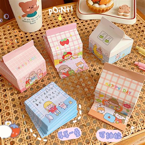 Giấy Note Ghi Nhớ Cute Giấy Ghi Chú Hình Hộp Sữa Dạng Rút Shopee