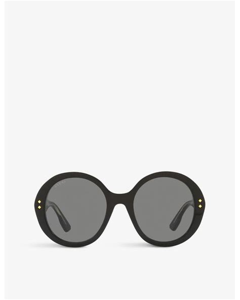 Gucci Gg1081s Round Frame Acetate Sunglasses In Black Lyst Uk