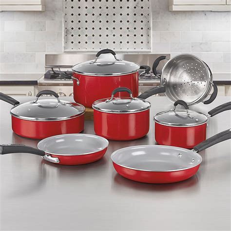 Cuisinart Ceramica XT Nonstick 11-Piece Cookware Set Red 54C-11R - Best Buy