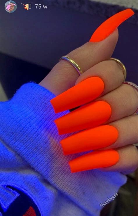 Pin By Bron On Manicure Orange Acrylic Nails Neon Acrylic Nails