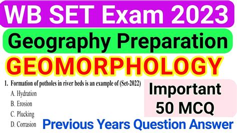 Geography Geomorphology Preparation Geomorphology Important Mcq