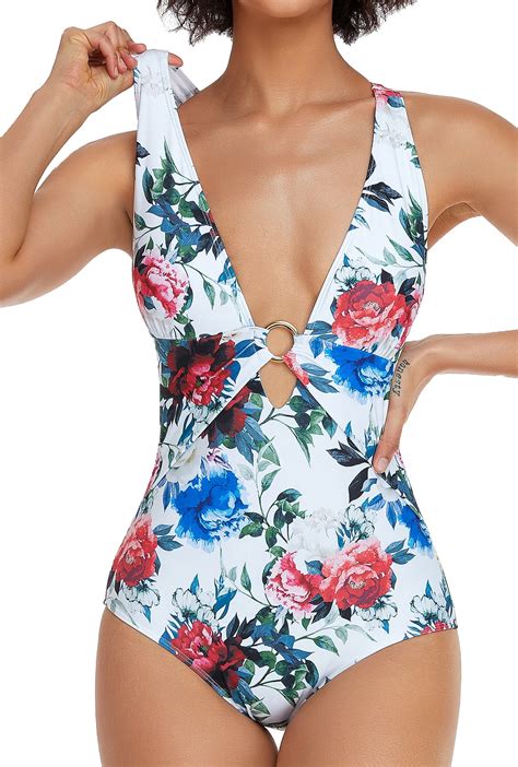 Liora Womens One Piece Swimsuits Floral Print Bathing Suits For Women