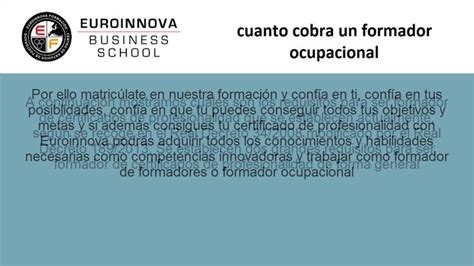 Cuanto Cobra Un Formador Ocupacional Https Euroinnova Edu Es