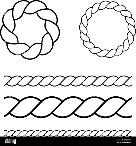 Set Of Rope Pattern Brushes Vector Illustration Stock Vector Image And Art Alamy