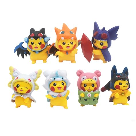 Pcs Pokemon Anime Figures Pikachu Cosplay Charizard Gengar Cute Kawaii