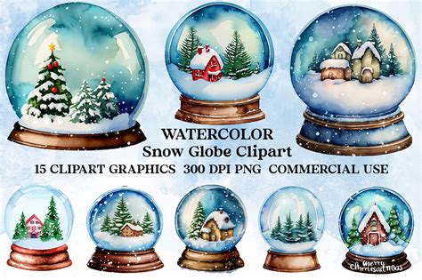 Watercolor Snow Globe Clipart Bundle Graphic by CreationArt · Creative ...