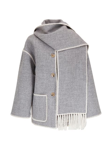 Totême Light Gray Melange Embroidered Scarf Jacket