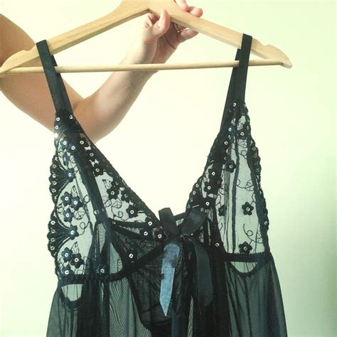 New Lingerie Teddy With Black Lace Cups And Sequins Depop