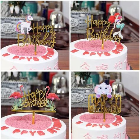 Jual Cake Topper Happy Birthday Karakter Tusukan Kue HBD Akrilik