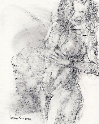Female Nude Figure Original Drawing Pencil Naked Woman Sensual Brunette