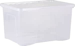 Wham Crystal X L Plastic Storage Boxes With Lids Clear Large Size