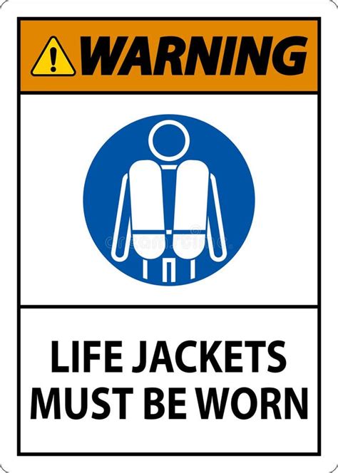 Water Safety Sign Warning Life Jackets Must Be Worn Stock Vector