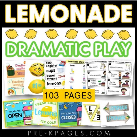 Lemonade Stand Dramatic Play For Preschool And Pre K Pre K Pages