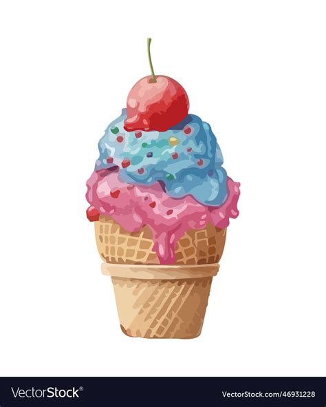 Sweet Summer Treat Ice Cream Cone With Fruit Vector Image