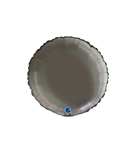 Ballon Aluminium Rond Holographique Platine Gris Fonc Cm