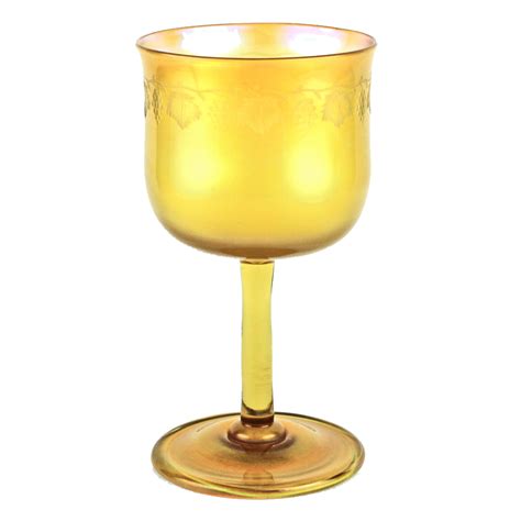 17417 Set Of 10 Louis Comfort Tiffany Gold Favrile Water Goblets Wi