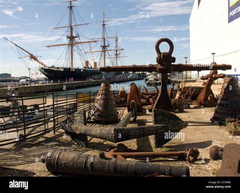 Hampshire Portsmouth Naval Dockyard 19th Century Warship Anchors