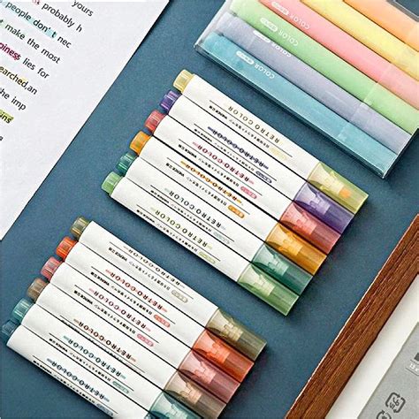 Pcs Macaron Highlighter Fluorescent Pen Set Morandi Marker Pen School