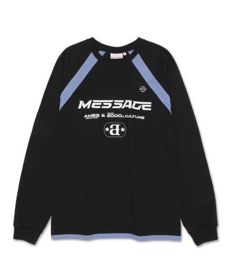 MUSINSA AMES WORLDWIDE MESSAGE LOGO RAGLAN LS T Shirt BLACK