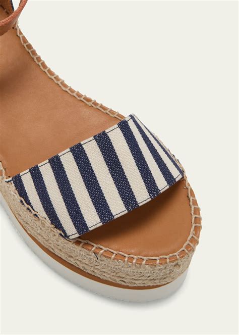 See By Chloe Glyn Stripe Ankle Strap Espadrille Sandals Bergdorf Goodman