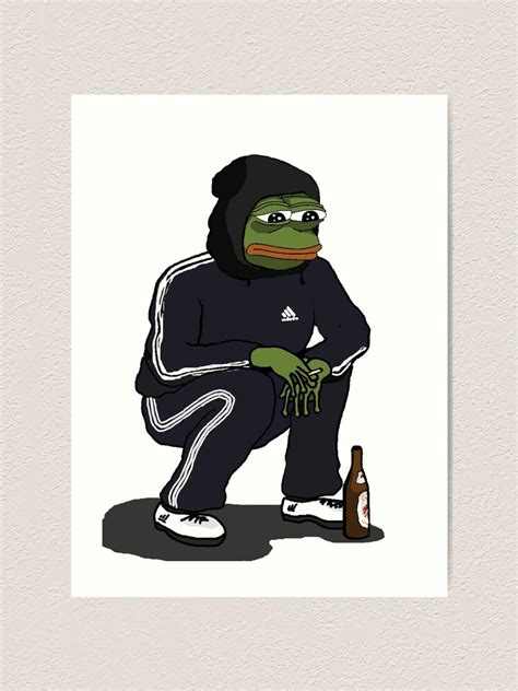 Pepe The Frog Gopnik Slavs Squatting Position Meme Art Print For Sale