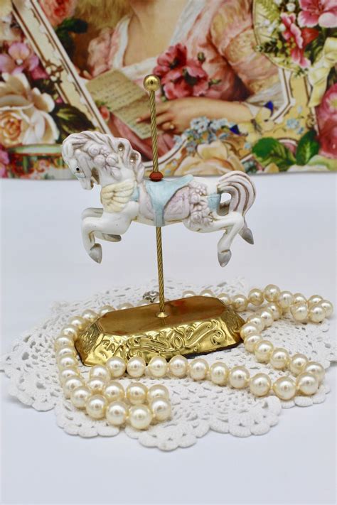 Vintage 80s Miniature Carousel Horse Figurine Collectible Mini