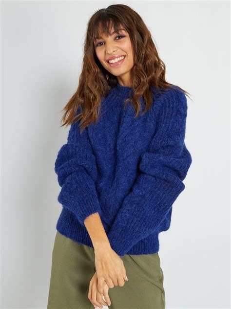 Pull En Maille Crochet Bleu Kiabi