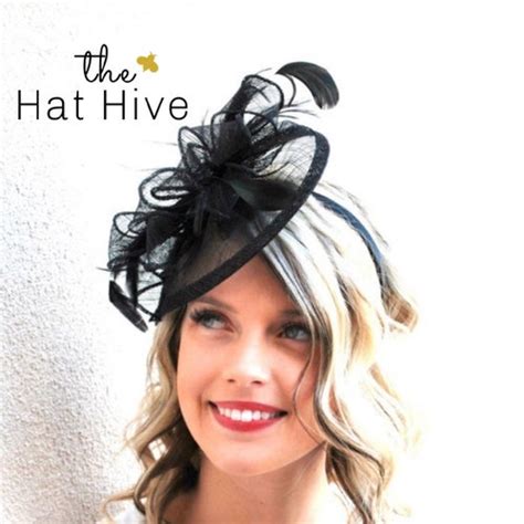 Black Fascinator On Headband The Haleigh Etsy