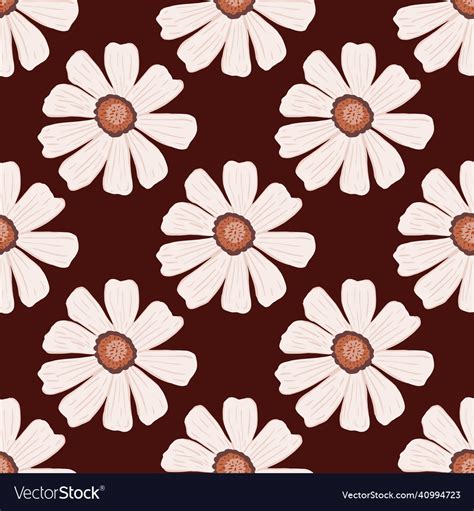 Chamomile Pattern Seamless In Freehand Style Vector Image