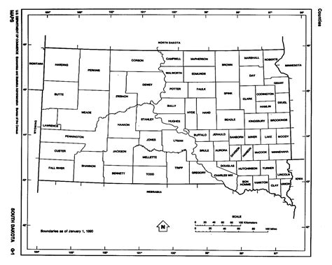 Detailed Administrative Map Of South Dakota State South Dakota State