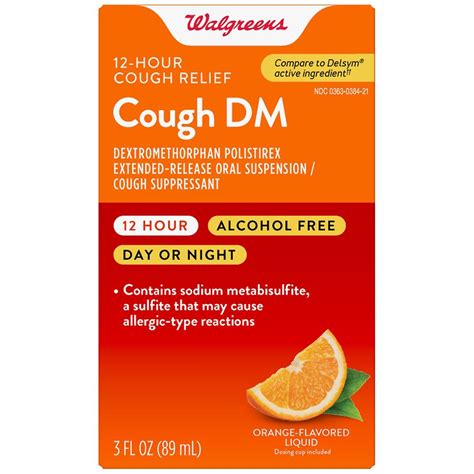 Walgreens Cough Dm Dextromethorphan Polistirex Extended Release Oral Suspension Orange Walgreens