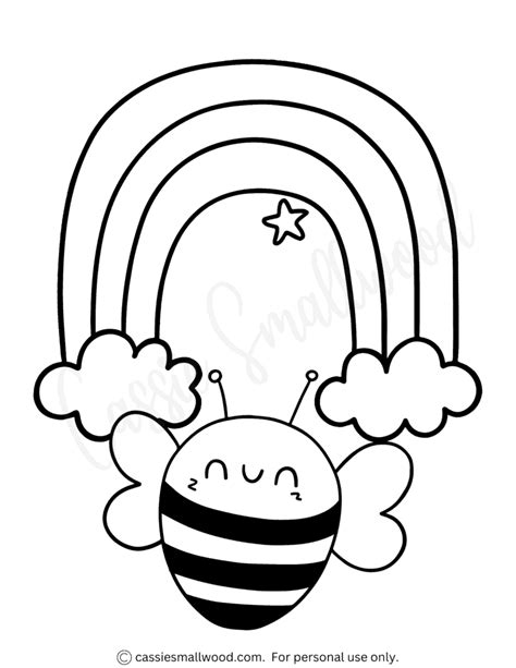 Rainbow Bee Colouring Picture Cassie Smallwood