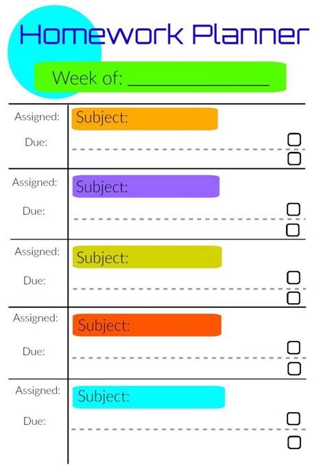 Printable Homework Planner Printable Calendars At A Glance