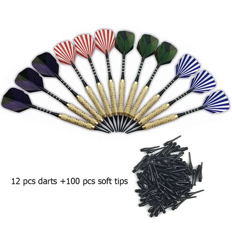 12 Pcs Plastic Soft Tip Darts With 100 Extra Tips Nice Flights