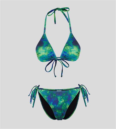 Buy Trendyol Abstract Patterned Halterneck Bikini Set In Green