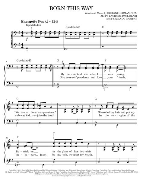 Play Official Version Of Born This Way Sheet Music By Lady Gaga For