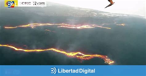 El recorrido de las coladas de lava del volcán de Cumbre Vieja a vista