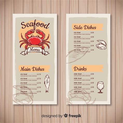 Premium Vector Hand Drawn Seafood Restaurant Menu Template