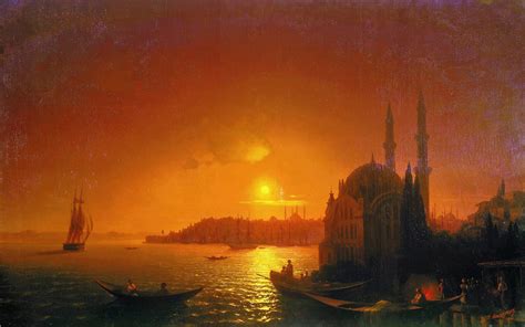 View Of Constantinople By Moonlight Ivan Ayvazovsky Artwork On Useum