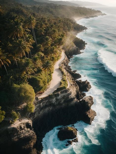 Premium Photo Aerial Overhead Vertical Shot Of The Coastline Of The