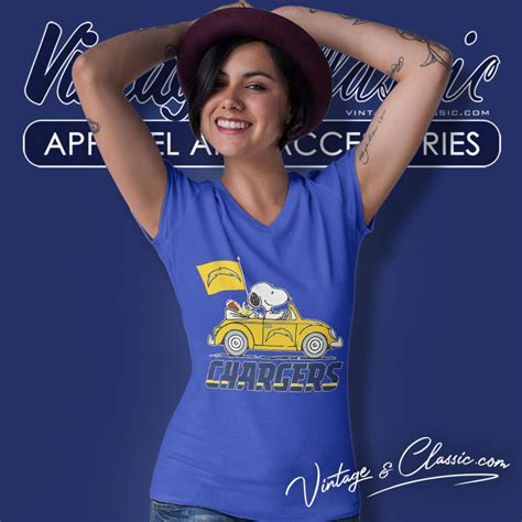 Snoopy Driving Car Los Angeles Chargers Shirt Vintagenclassic Tee