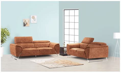 Modern Brown Damro Lisbon 5 Seater Fabric Sofa Set For Home