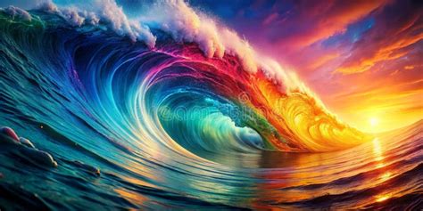 Energy Of The Wave Colorful Abstract Background Ai Created Content