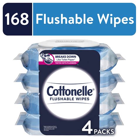 Cottonelle Ultra Fresh Flushable Wet Wipes 4 Flip Top Packs 168 Total